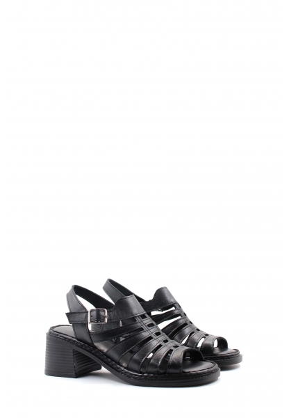 MirgeShoes Kadın Dolgu Topuk Sandalet İçi Dışı Hakiki Deri Siyah  MRG0175126193929