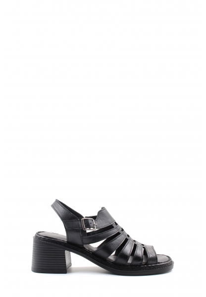 MirgeShoes Kadın Dolgu Topuk Sandalet İçi Dışı Hakiki Deri Siyah  MRG0175126193929