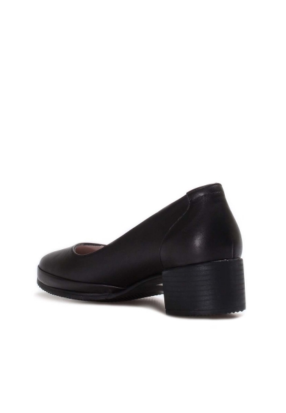 MirgeShoes Siyah Kadın Kalın Topuklu Ayakkabı İçi Dışı Hakiki Deri MRG0110192615177
