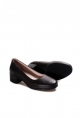MirgeShoes Siyah Kadın Kalın Topuklu Ayakkabı İçi Dışı Hakiki Deri MRG0110192615177
