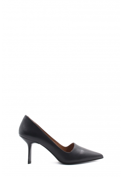 MirgeShoes Siyah Kadın İnce Topuk Ayakkabı İçi Dışı Hakiki Deri MRG0114926121855
