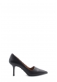 MirgeShoes Siyah Kadın İnce Topuk Ayakkabı İçi Dışı Hakiki Deri MRG0114926121855