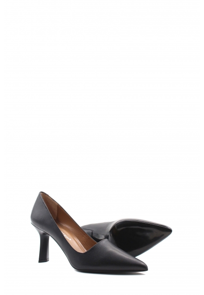 MirgeShoes Siyah Kadın İnce Topuk Ayakkabı İçi Dışı Hakiki Deri MRG0114926121855