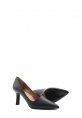 MirgeShoes Siyah Kadın İnce Topuk Ayakkabı İçi Dışı Hakiki Deri MRG0114926121855