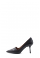 MirgeShoes Siyah Kadın İnce Topuk Ayakkabı İçi Dışı Hakiki Deri MRG0114926121855