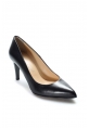 MirgeShoes Siyah Kadın İnce Topuk Ayakkabı İçi Dışı Hakiki Deri MRG011492619909