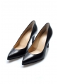 MirgeShoes Siyah Kadın İnce Topuk Ayakkabı İçi Dışı Hakiki Deri MRG011492619909