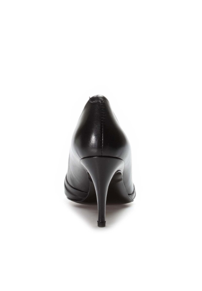 MirgeShoes Siyah Kadın İnce Topuk Ayakkabı İçi Dışı Hakiki Deri MRG0114926121-606