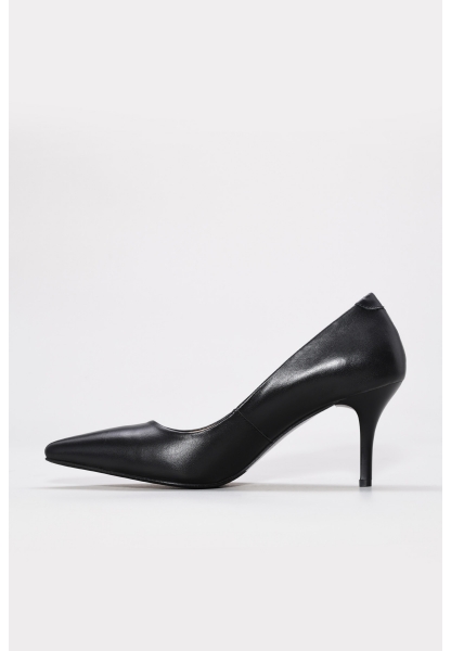 MirgeShoes Siyah Kadın İnce Topuklu Ayakkabı İçi Dışı Hakiki Deri MRG0134526111099