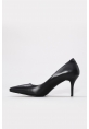 MirgeShoes Siyah Kadın İnce Topuklu Ayakkabı İçi Dışı Hakiki Deri MRG0134526111099