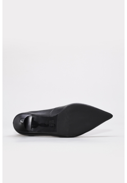 MirgeShoes Siyah Kadın İnce Topuklu Ayakkabı İçi Dışı Hakiki Deri MRG0134526111099