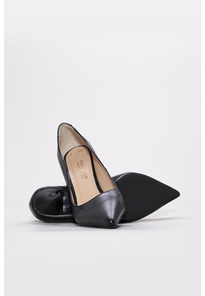 MirgeShoes Siyah Kadın İnce Topuklu Ayakkabı İçi Dışı Hakiki Deri MRG013452612805