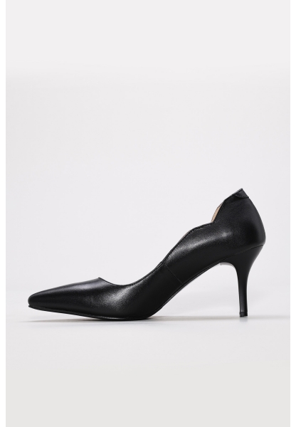 MirgeShoes Siyah Kadın İnce Topuklu Ayakkabı İçi Dışı Hakiki Deri MRG013452612805