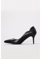 MirgeShoes Siyah Kadın İnce Topuklu Ayakkabı İçi Dışı Hakiki Deri MRG013452612805