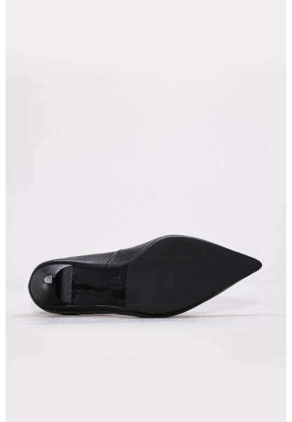 MirgeShoes Siyah Kadın İnce Topuklu Ayakkabı İçi Dışı Hakiki Deri MRG013452612805