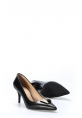 MirgeShoes Siyah Kadın İnce Topuklu Ayakkabı İçi Dışı Hakiki Deri MRG013452613327