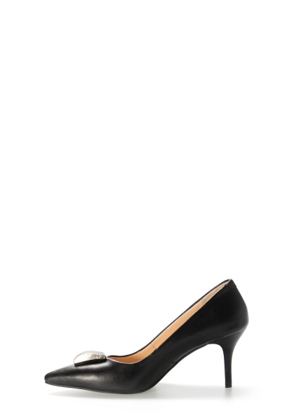 MirgeShoes Siyah Kadın İnce Topuklu Ayakkabı İçi Dışı Hakiki Deri MRG013452613327