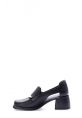 MirgeShoes Siyah Kadın Kalın Topuklu Ayakkabı İçi Dışı Hakiki Deri MRG01347261751019