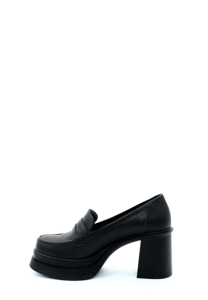 MirgeShoes Siyah Kadın Kalın Topuklu Ayakkabı İçi Dışı Hakiki Deri MRG014112612622