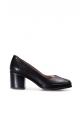 MirgeShoes Siyah Kadın Kalın Topuklu Klasik Ayakkabı İçi Dışı Hakiki Deri MRG0110192615425