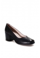 MirgeShoes Siyah Kadın Kalın Topuklu Klasik Ayakkabı İçi Dışı Hakiki Deri MRG0110192615425