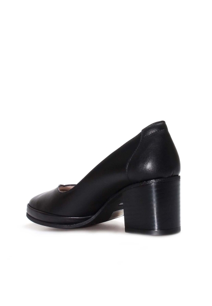 MirgeShoes Siyah Kadın Kalın Topuklu Klasik Ayakkabı İçi Dışı Hakiki Deri MRG0110192615425