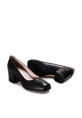 MirgeShoes Siyah Kadın Kalın Topuklu Klasik Ayakkabı İçi Dışı Hakiki Deri MRG0110192615425