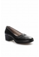 MirgeShoes Siyah Kadın Kalın Topuklu Ayakkabı İçi Dışı Hakiki Deri MRG0110192615268