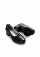 MirgeShoes Siyah Kadın Kalın Topuklu Ayakkabı İçi Dışı Hakiki Deri MRG0110192615268