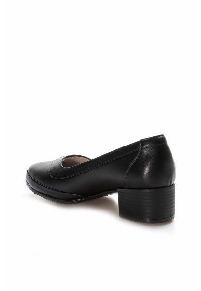 MirgeShoes Siyah Kadın Kalın Topuklu Ayakkabı İçi Dışı Hakiki Deri MRG0110192615268