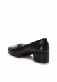 MirgeShoes Siyah Kadın Kalın Topuklu Ayakkabı İçi Dışı Hakiki Deri MRG0110192615268