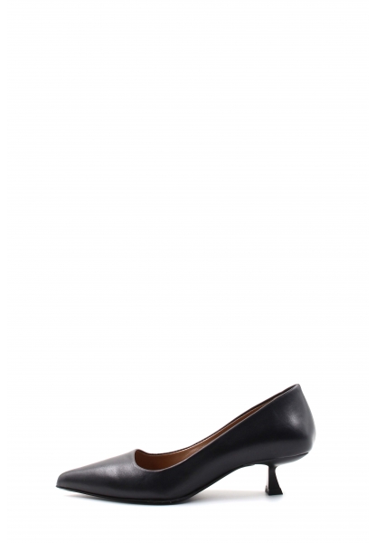 MirgeShoes Siyah Kadın Kısa Topuklu Ayakkabı İçi Dışı Hakiki Deri MRG0114926122221