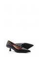 MirgeShoes Siyah Kadın Kısa Topuklu Ayakkabı İçi Dışı Hakiki Deri MRG0114926122221