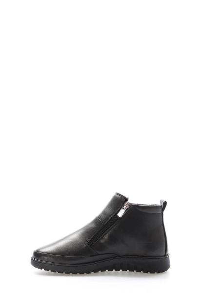 MirgeShoes Siyah Fermuarlı Kadın Klasik Bot İçi Dışı Hakiki Deri MRG011102192617777