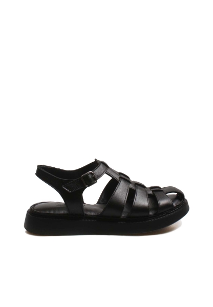 MirgeShoes Kadın Klasik Sandalet İçi Dışı Hakiki Deri Siyah  MRG01751261992