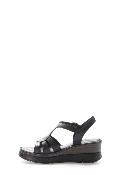 MirgeShoes Kadın Klasik Sandalet İçi Dışı Hakiki Deri Siyah  MRG01752611339