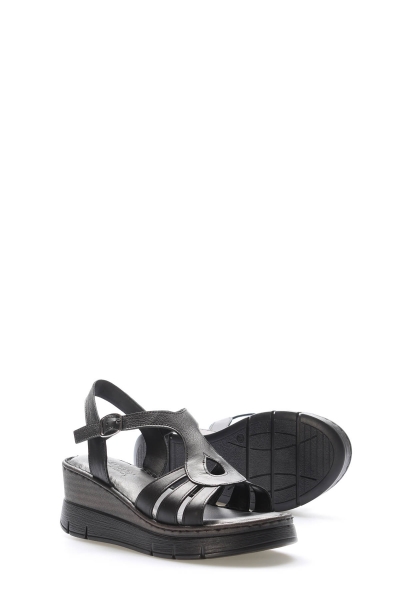 MirgeShoes Kadın Klasik Sandalet İçi Dışı Hakiki Deri Siyah  MRG01752611339