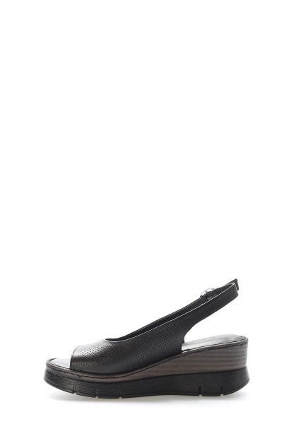 MirgeShoes Kadın Klasik Sandalet İçi Dışı Hakiki Deri Siyah  MRG017512611343