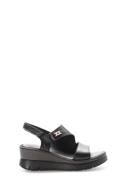 MirgeShoes Kadın Klasik Sandalet İçi Dışı Hakiki Deri Siyah  MRG017512611344