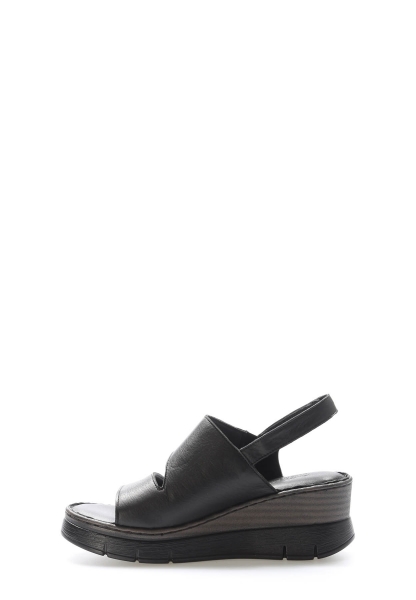 MirgeShoes Kadın Klasik Sandalet İçi Dışı Hakiki Deri Siyah  MRG017512611344