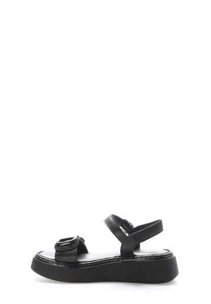 MirgeShoes Kadın Klasik Sandalet İçi Dışı Hakiki Deri Siyah  MRG017512611366