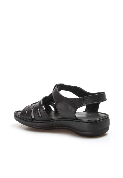 MirgeShoes Kadın Klasik Sandalet İçi Dışı Hakiki Deri Siyah  MRG011082261211105-1