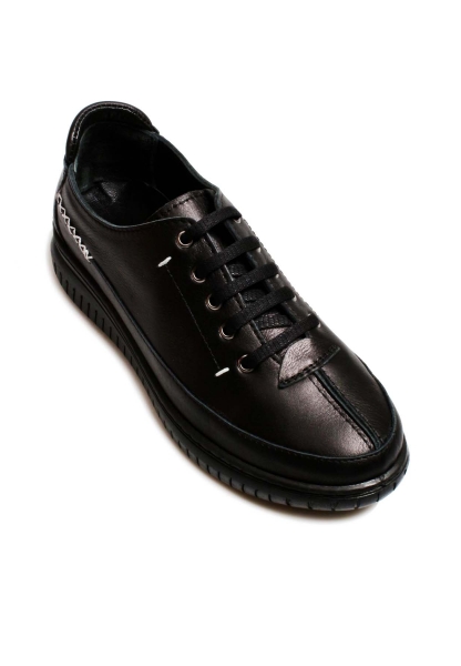 MirgeShoes Siyah Bağcıklı Kadın Casual Ayakkabı İçi Dışı Hakiki Deri MRG01713261514