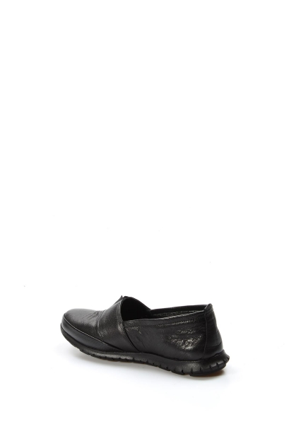 MirgeShoes Siyah Bağcıksız Kadın Casual Ayakkabı İçi Dışı Hakiki Deri MRG01994261213