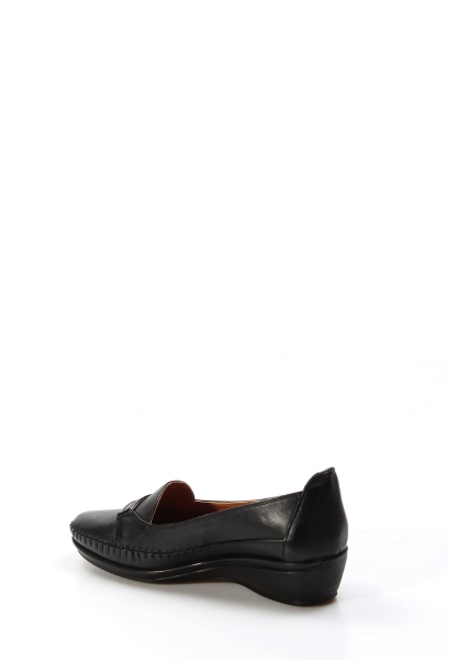 MirgeShoes Siyah Bağcıksız Kadın Casual Ayakkabı İçi Dışı Hakiki Deri MRG01489261323