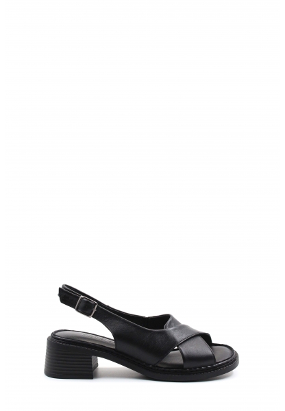 MirgeShoes Kadın Sandalet İçi Dışı Hakiki Deri Siyah  MRG017512611133
