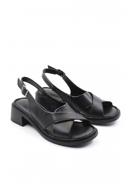 MirgeShoes Kadın Sandalet İçi Dışı Hakiki Deri Siyah  MRG017512611133