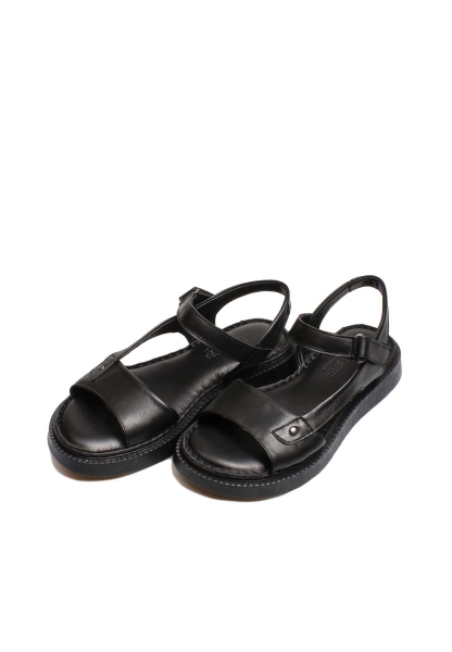 MirgeShoes Kadın Sandalet İçi Dışı Hakiki Deri Siyah  MRG017512611059
