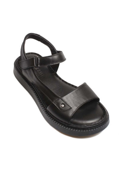 MirgeShoes Kadın Sandalet İçi Dışı Hakiki Deri Siyah  MRG017512611059