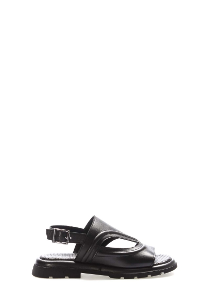 MirgeShoes Kadın Sandalet İçi Dışı Hakiki Deri Siyah  MRG018402611189